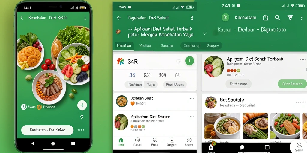 Tampilan antarmuka aplikasi 34R dengan fitur Diet Sehat yang menarik.