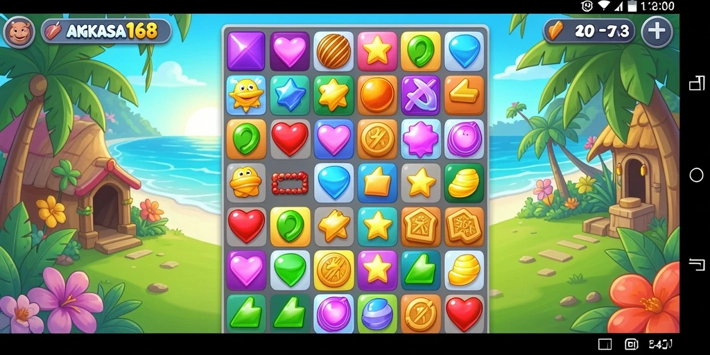 Tampilan antarmuka menarik dalam game Puzzle Match-3.