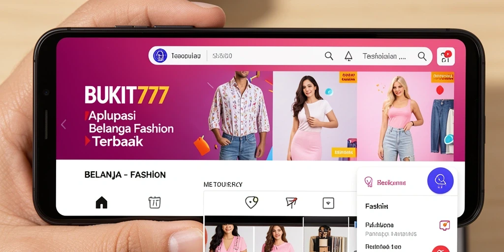 Tampilan antarmuka aplikasi BUKIT777 dengan berbagai pilihan fashion.