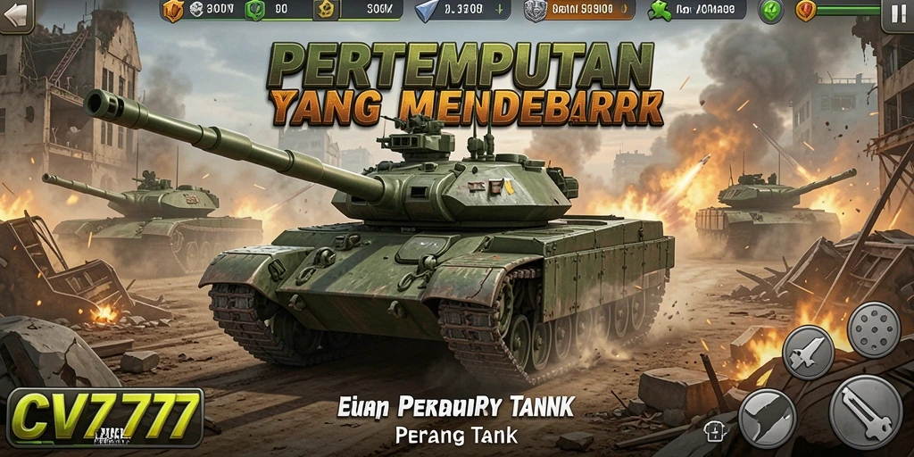 Antarmuka game CV777 yang menarik dengan pertempuran tank yang seru.