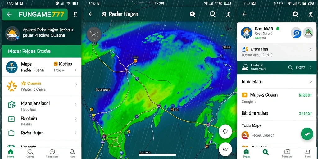 Tampilan antarmuka FUNGAME777 menampilkan radar hujan interaktif yang informatif.