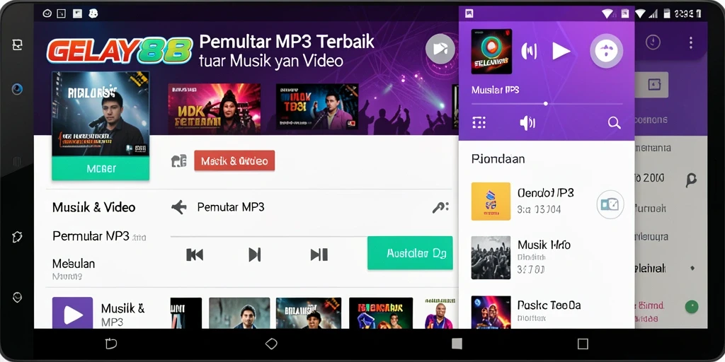 Tampilan antarmuka modern dan intuitif dari aplikasi Pemutar MP3.