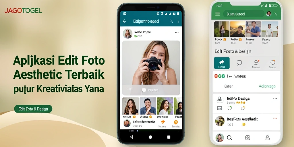 Antarmuka JAGOTOGEL dengan fitur pengeditan foto aesthetic.