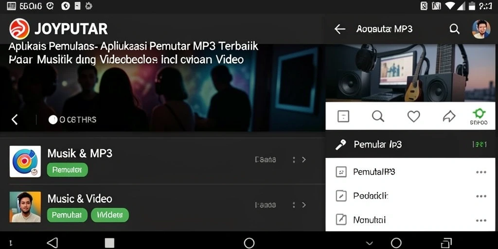 Tampilan antarmuka <strong>JOYPUTAR</strong> yang sederhana dan modern untuk Pemutar MP3.