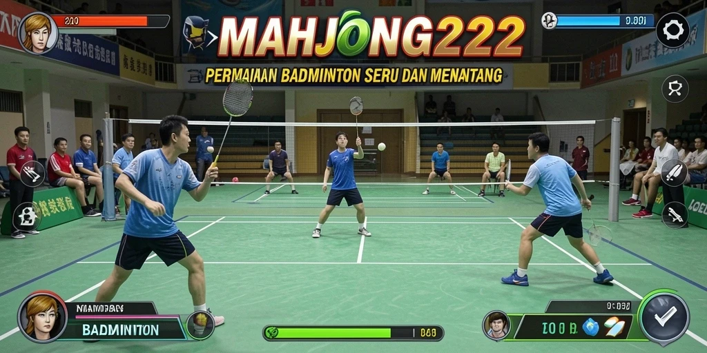 Tampilan antarmuka game Badminton yang menarik dan interaktif.