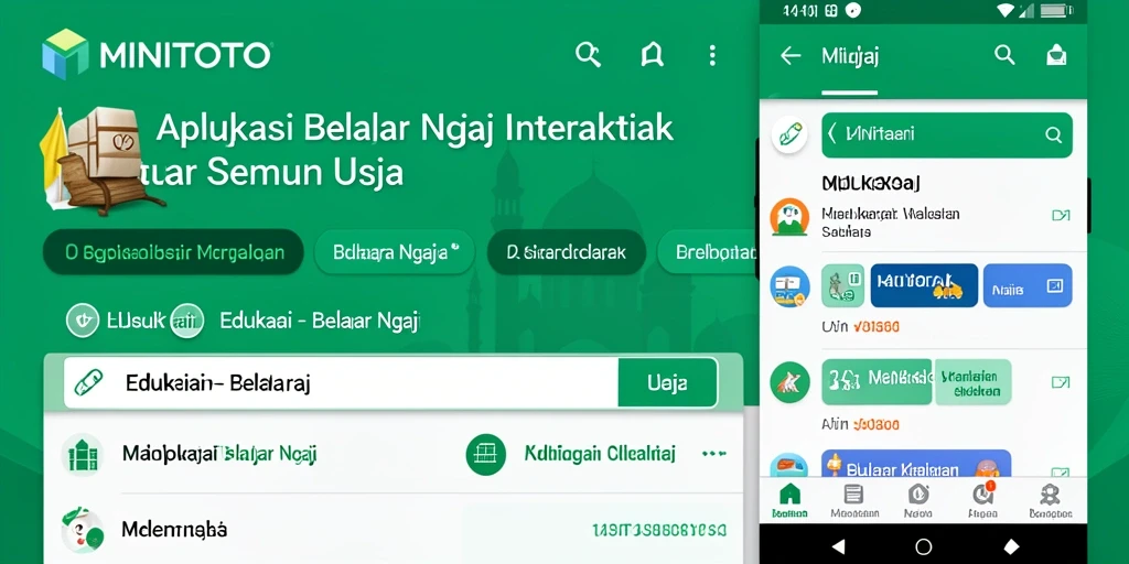 Antarmuka aplikasi MINITOTO yang memudahkan belajar Ngaji.