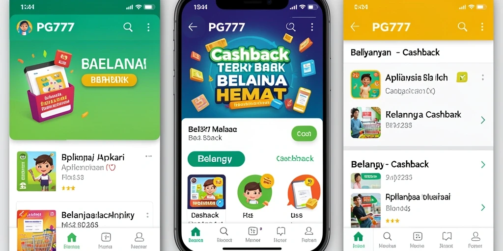 Antarmuka utama PG777 dengan berbagai penawaran cashback.