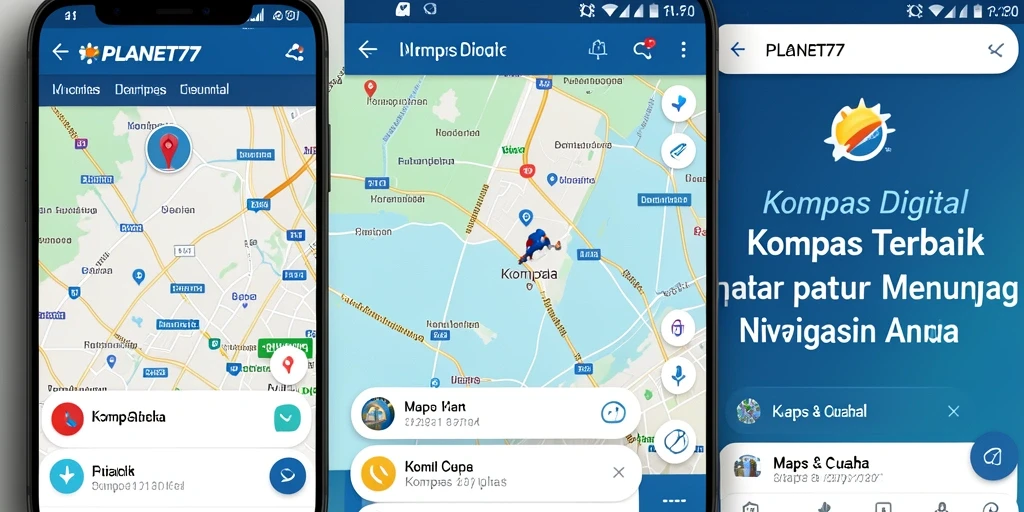 Antarmuka PLANET77 dengan kompas digital yang akurat dan intuitif.