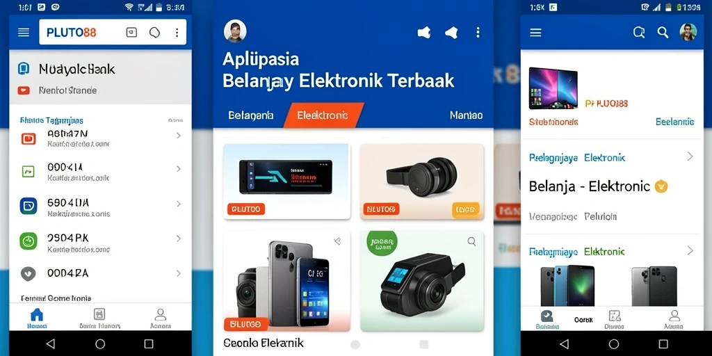 Tampilan antarmuka aplikasi PLUTO88 dengan fitur elektronik yang lengkap.