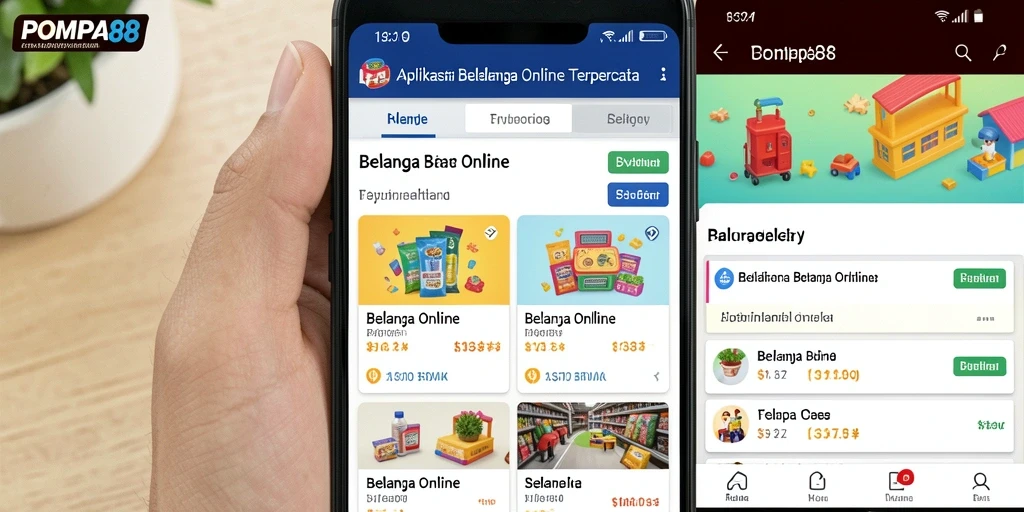 Antarmuka pengguna aplikasi POMPA88 untuk Belanja Online.