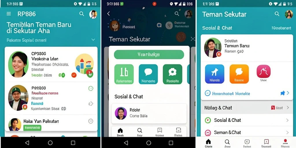 Tangkapan layar antarmuka RP886 yang menunjukkan fitur pencarian teman.