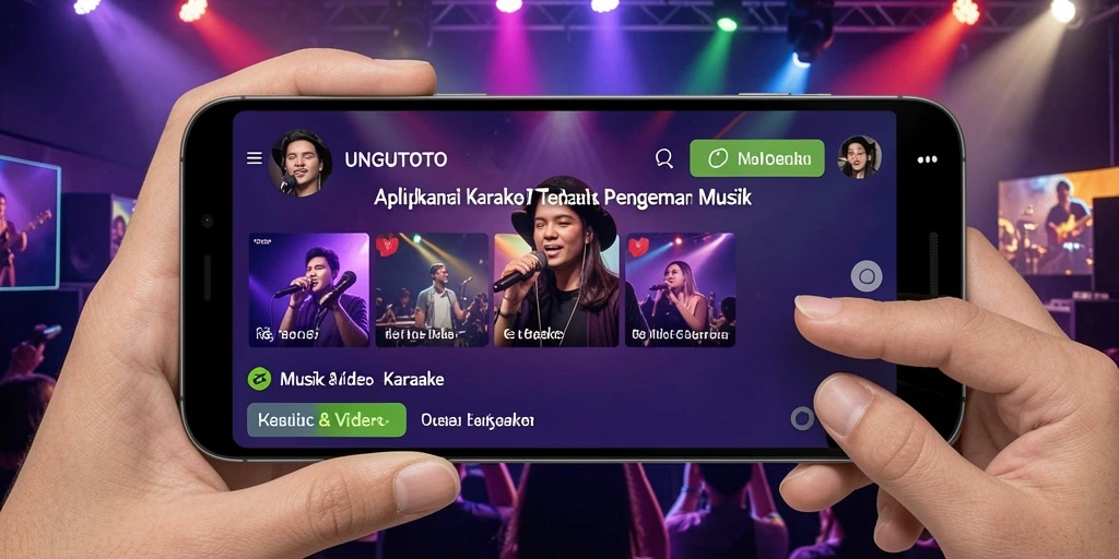 Antarmuka menarik UNGUTOTO untuk pengalaman Karaoke yang menyenangkan.